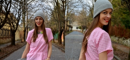 Pink gingham blouse