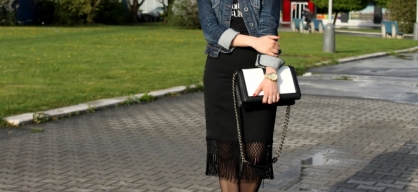 Black skirt with fringe