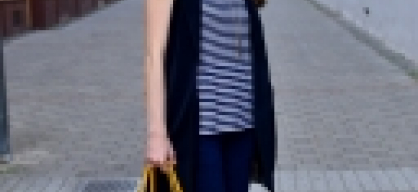 striped t-shirt with long vest