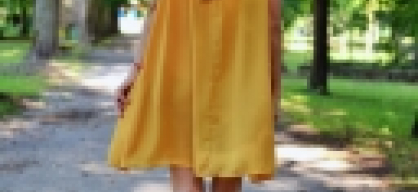 mustard chiffon dress