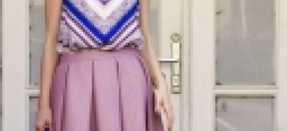 old pink midi skirt & blue details