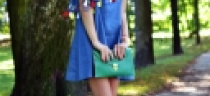 one shoulder denim dress with colorful tassels