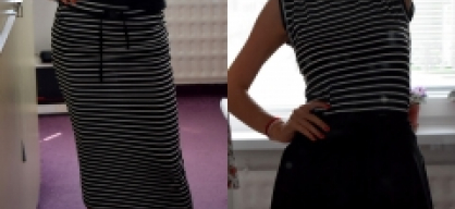 refashion / recycling: striped t-shirt from jersey midi skirt